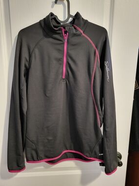 Salomon Black Pullover with Pink Accents and Half-Zip